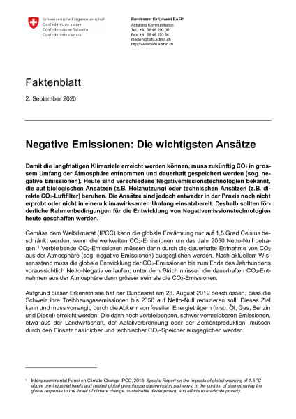 2020_Faktenblatt negative Emissionen_BAFU
