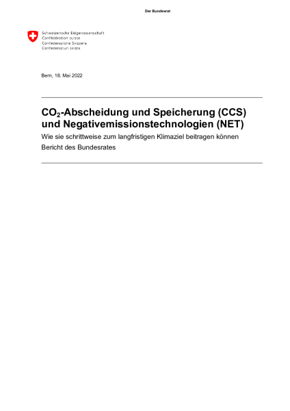 CO2-Abscheidung und Speicherung CCS und Negativemissionstechnologien NET