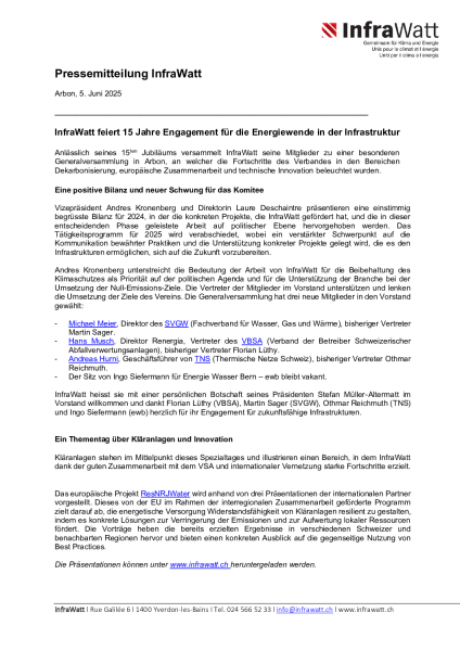 InfraWatt Pressemitteilung GV 2025 DE